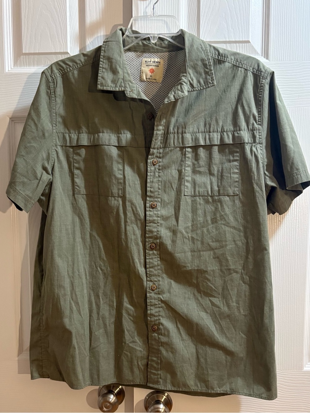 Ruff Hewn Olive Green Short Sleeve Button-Down Shirt